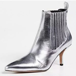 Diane Von Furstenberg Mollo Silver Metallic Leather Boots